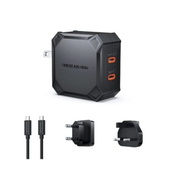 67W 2-Port USB-C Charger with 6FT 100W USB C Cable UNBREAKcable NEW Open Box - Picture 6 of 6